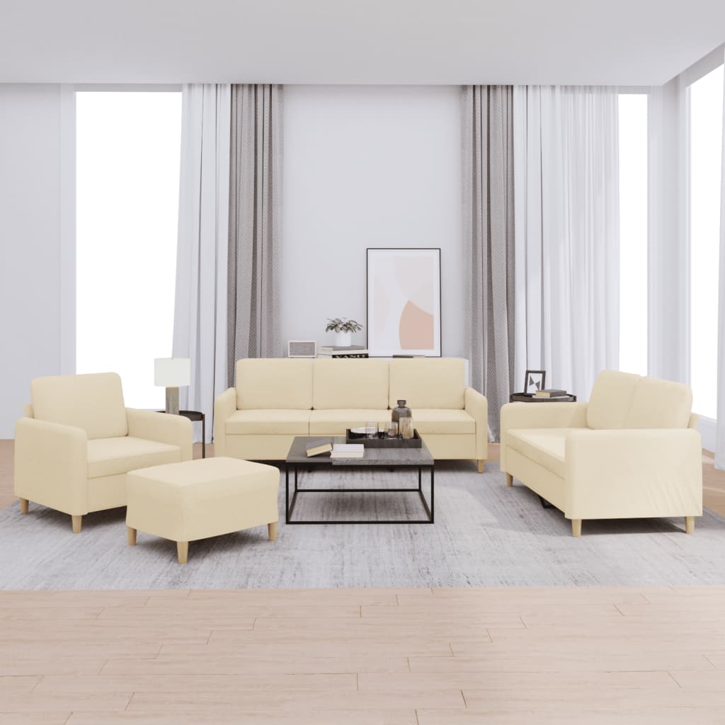vidaXL Ensemble de canapés 4 pcs avec coussins Tissu crème