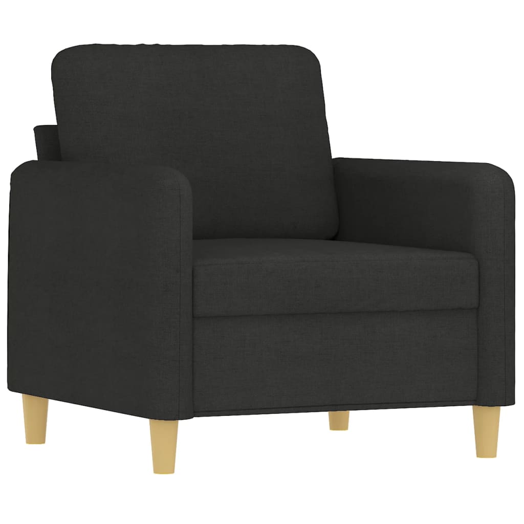 vidaXL 4-tlg. Sofagarnitur mit Kissen Schwarz Stoff