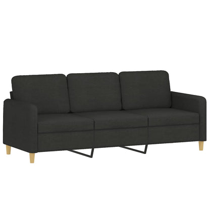 vidaXL 4-tlg. Sofagarnitur mit Kissen Schwarz Stoff