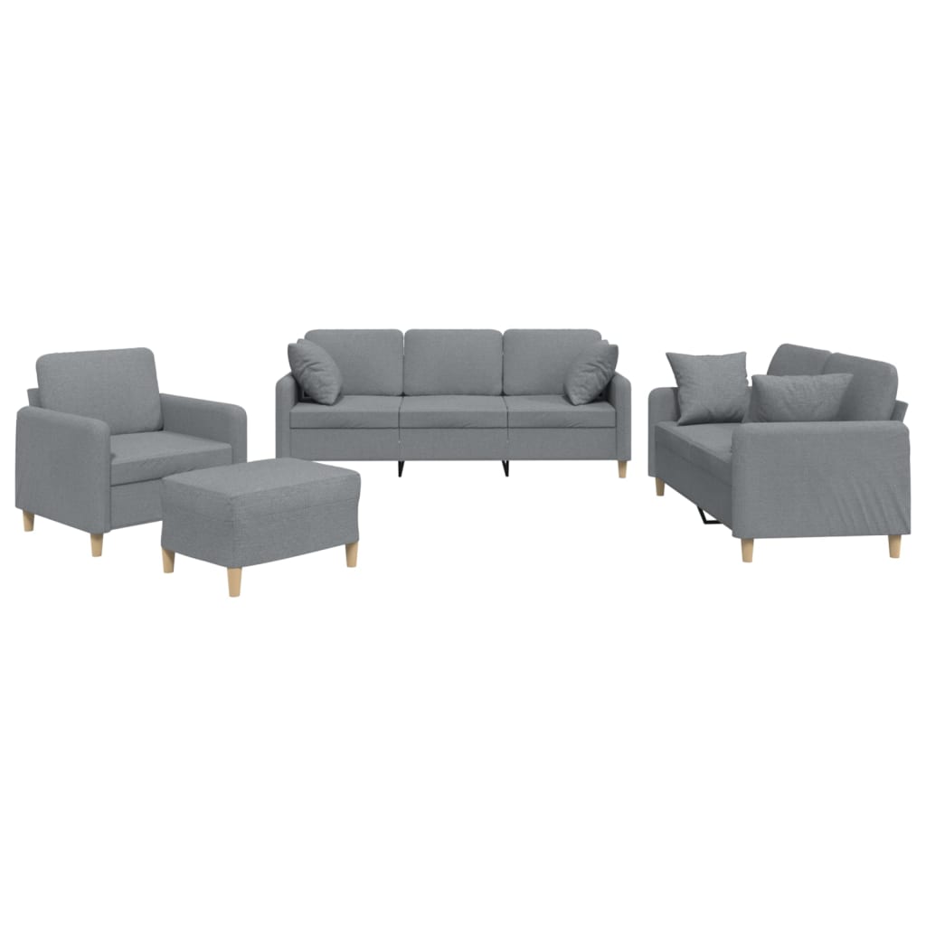 vidaXL Ensemble de canapés 4 pièces avec coussins Tissu Gris clair