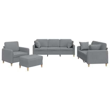 vidaXL Ensemble de canapés 4 pièces avec coussins Tissu Gris clair