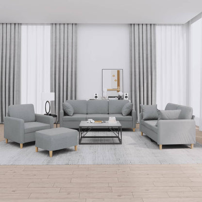 vidaXL Ensemble de canapés 4 pièces avec coussins Tissu Gris clair