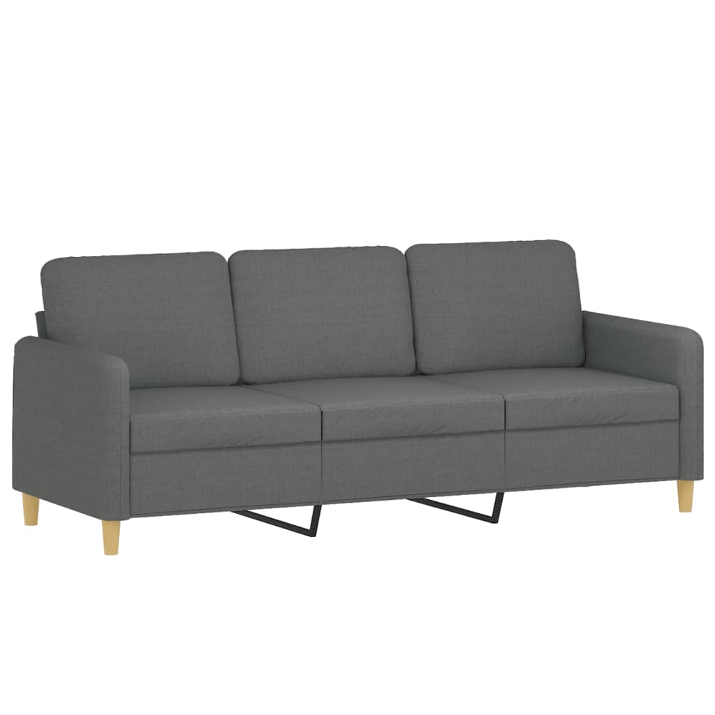 vidaXL 4-tlg. Sofagarnitur mit Kissen Dunkelgrau Stoff
