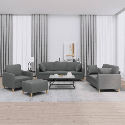 vidaXL 4-tlg. Sofagarnitur mit Kissen Dunkelgrau Stoff