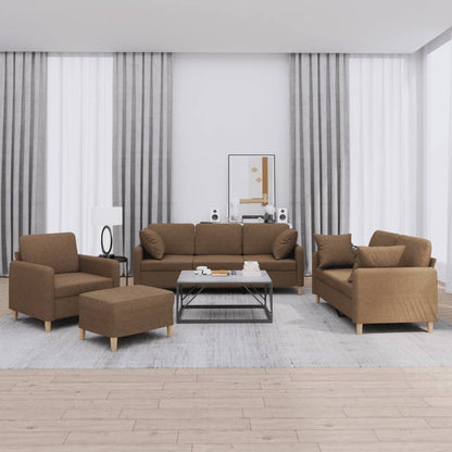 vidaXL 4-tlg. Sofagarnitur mit Kissen Braun Stoff