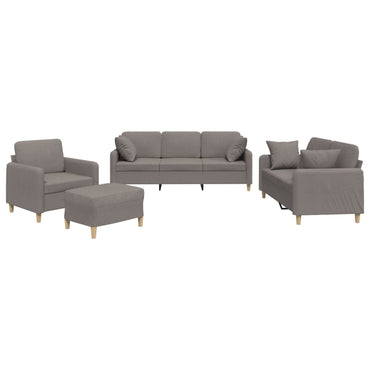 vidaXL 4-tlg. Sofagarnitur mit Kissen Taupe Stoff