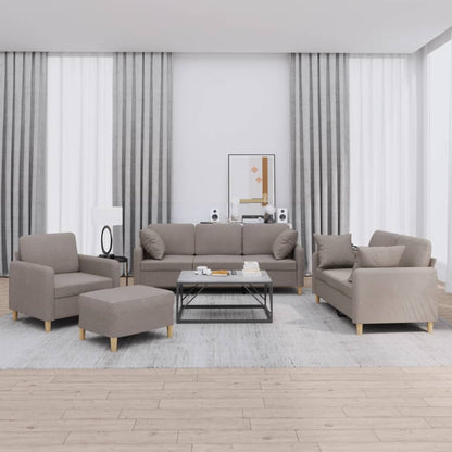 vidaXL 4-tlg. Sofagarnitur mit Kissen Taupe Stoff