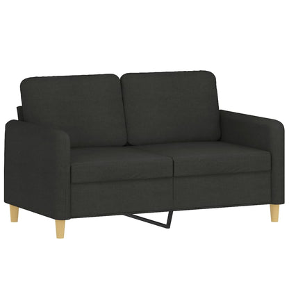 vidaXL 3-tlg. Sofagarnitur mit Kissen Schwarz Stoff