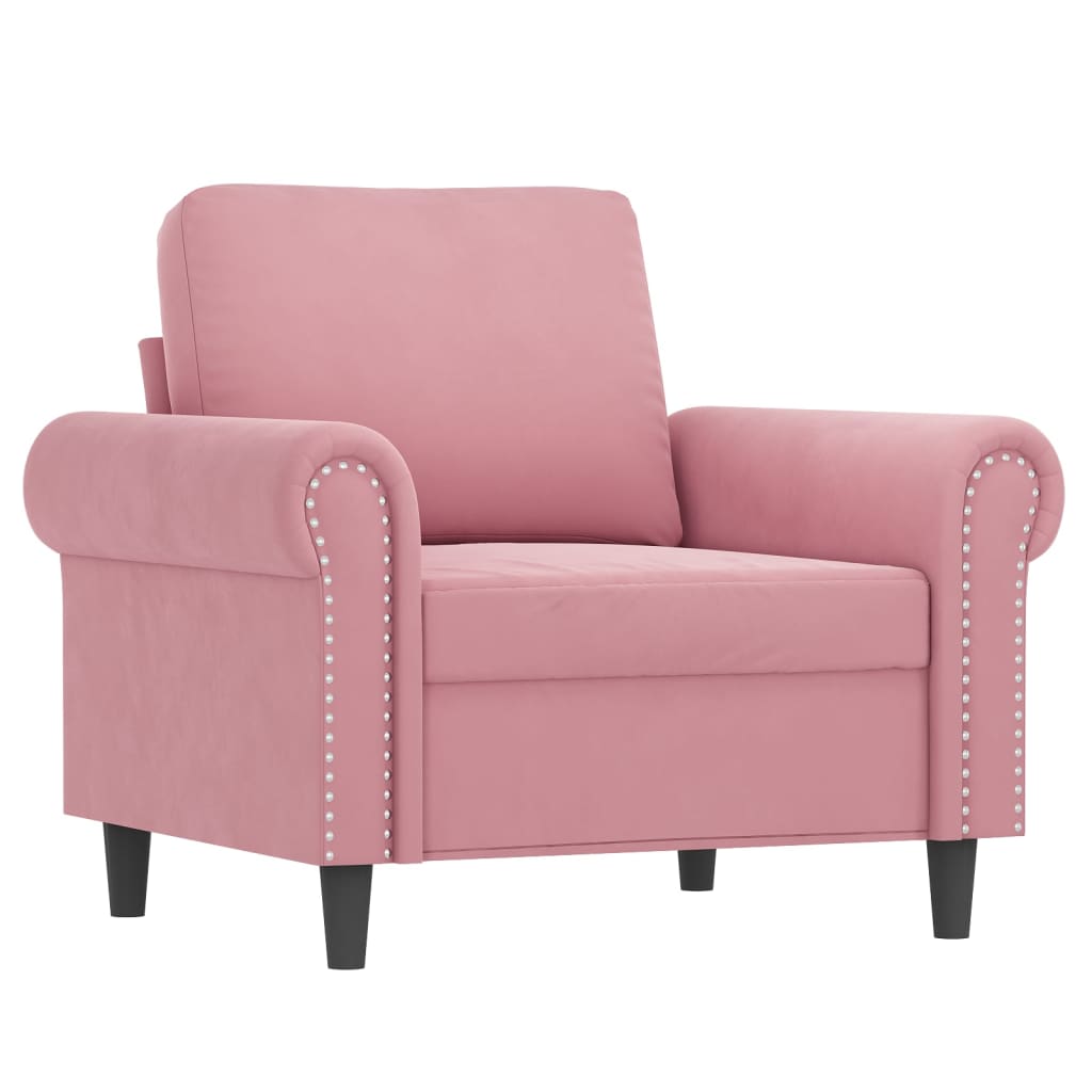 vidaXL 4-tlg. Sofagarnitur mit Kissen Rosa Samt