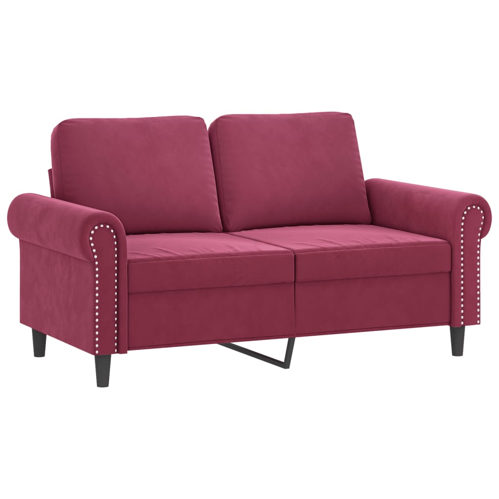 vidaXL 4-tlg. Sofagarnitur mit Kissen Weinrot Samt