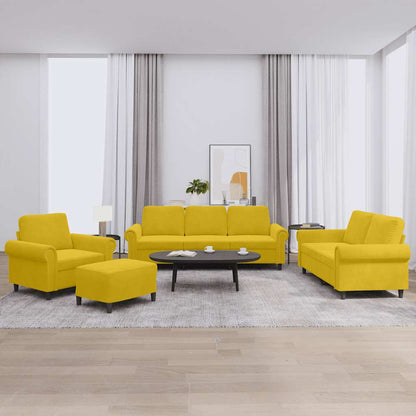 vidaXL 4-tlg. Sofagarnitur mit Kissen Gelb Samt