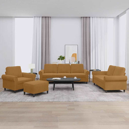 vidaXL 4-tlg. Sofagarnitur mit Kissen Braun Samt
