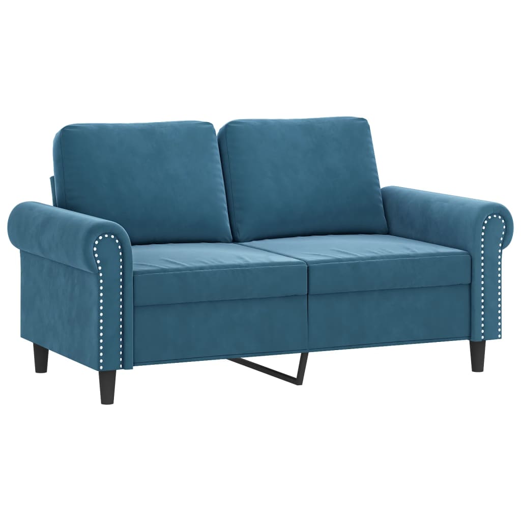 vidaXL 4-tlg. Sofagarnitur mit Kissen Blau Samt