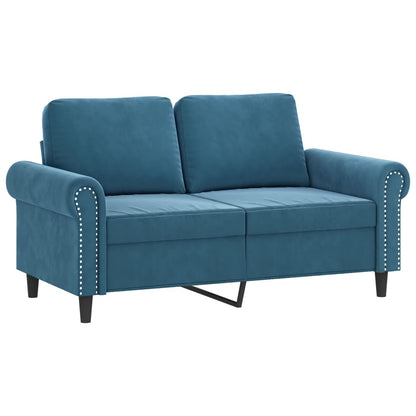 vidaXL 4-tlg. Sofagarnitur mit Kissen Blau Samt