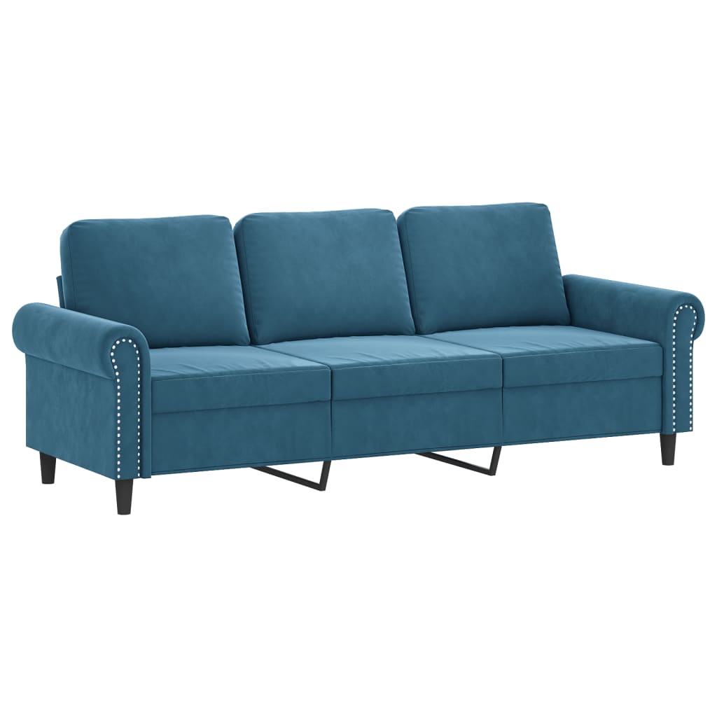 vidaXL 4-tlg. Sofagarnitur mit Kissen Blau Samt