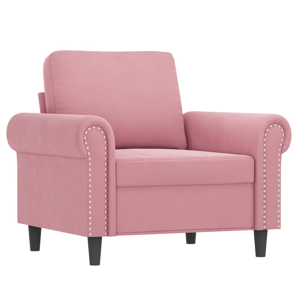 vidaXL 4-tlg. Sofagarnitur mit Kissen Rosa Samt