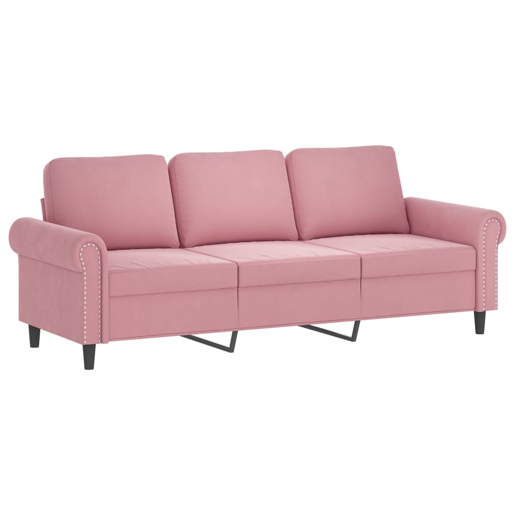 vidaXL 4-tlg. Sofagarnitur mit Kissen Rosa Samt