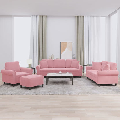 vidaXL 4-tlg. Sofagarnitur mit Kissen Rosa Samt