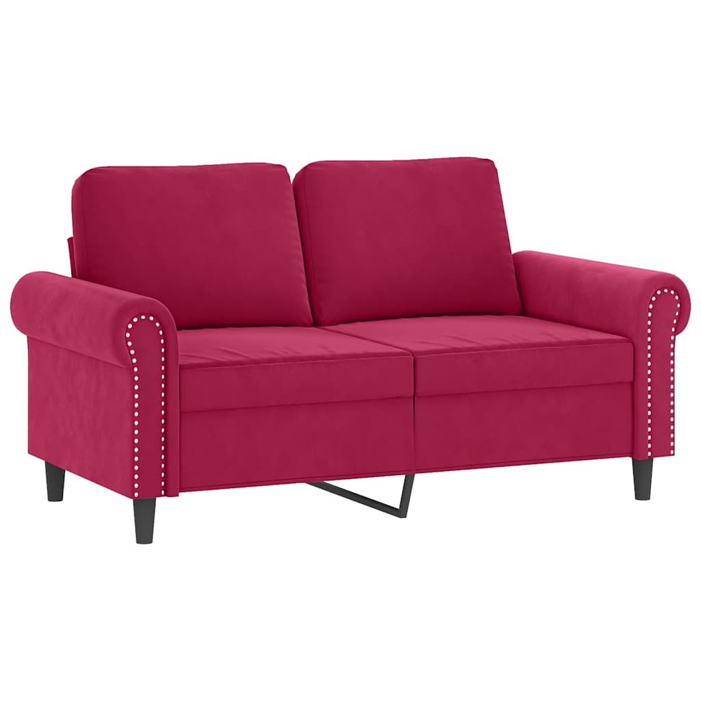 vidaXL 4-tlg. Sofagarnitur mit Kissen Weinrot Samt