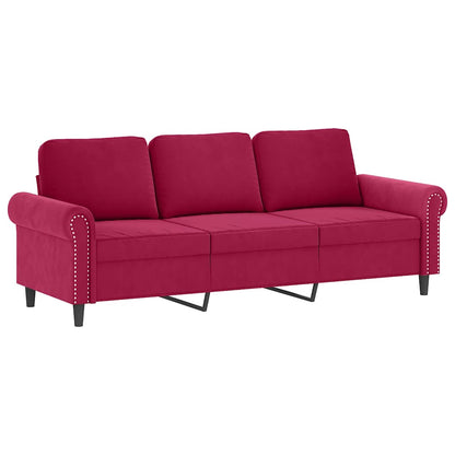 vidaXL 4-tlg. Sofagarnitur mit Kissen Weinrot Samt