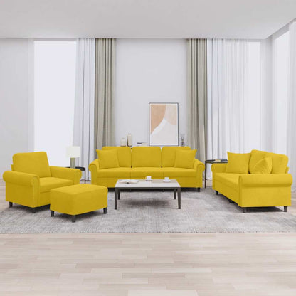 vidaXL 4-tlg. Sofagarnitur mit Kissen Gelb Samt