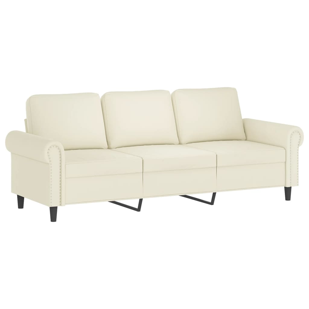 vidaXL 4-tlg. Sofagarnitur mit Kissen Creme Samt