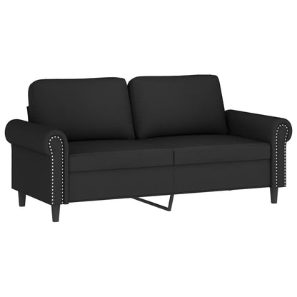 vidaXL 2-tlg. Sofagarnitur mit Kissen Schwarz Samt