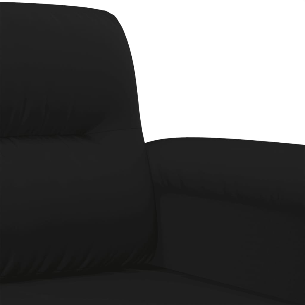 vidaXL 3-tlg. Sofagarnitur mit Kissen Schwarz Mikrofasergewebe