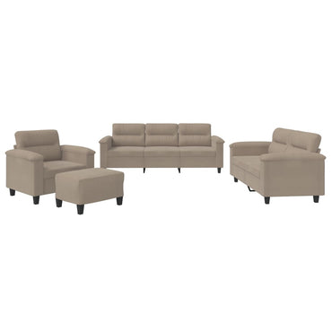 vidaXL 4-tlg. Sofagarnitur mit Kissen Taupe Mikrofasergewebe