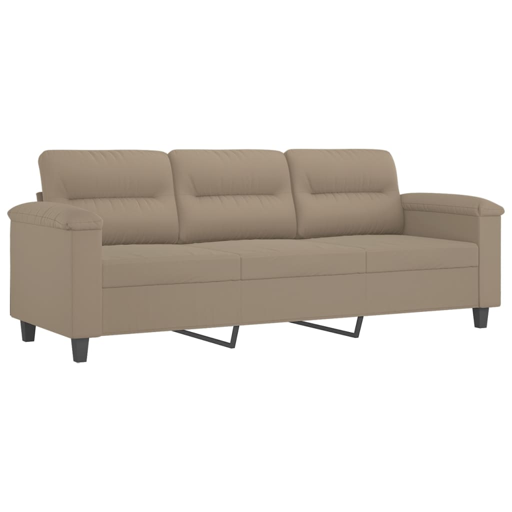 vidaXL 4-tlg. Sofagarnitur mit Kissen Taupe Mikrofasergewebe