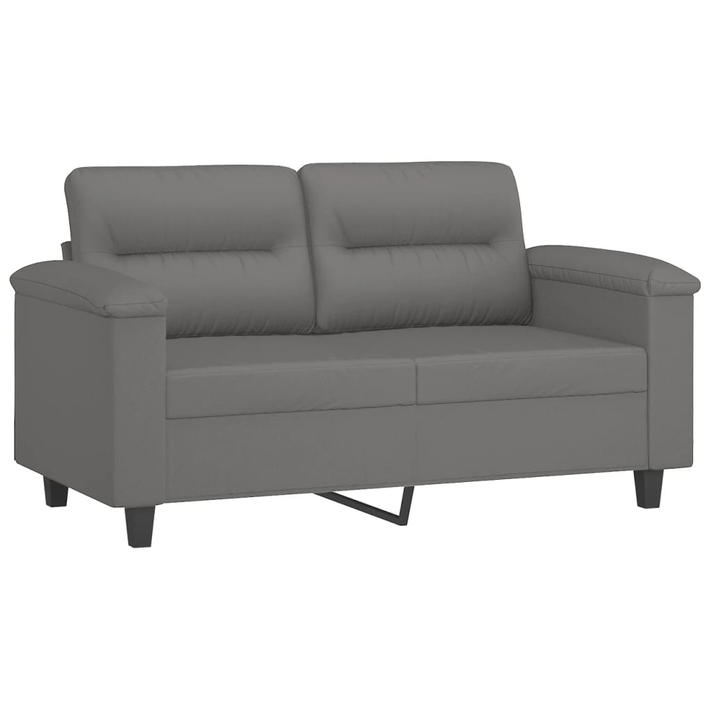 vidaXL 4-tlg. Sofagarnitur mit Kissen Dunkelgrau Mikrofasergewebe