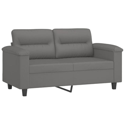 vidaXL 4-tlg. Sofagarnitur mit Kissen Dunkelgrau Mikrofasergewebe
