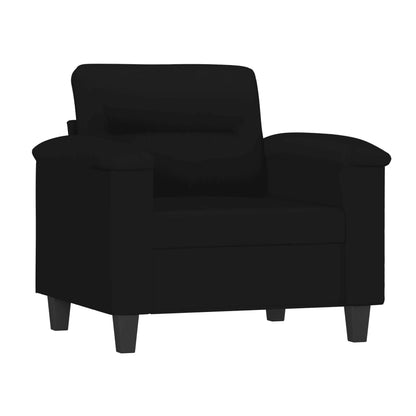 vidaXL 4-tlg. Sofagarnitur mit Kissen Schwarz Mikrofasergewebe