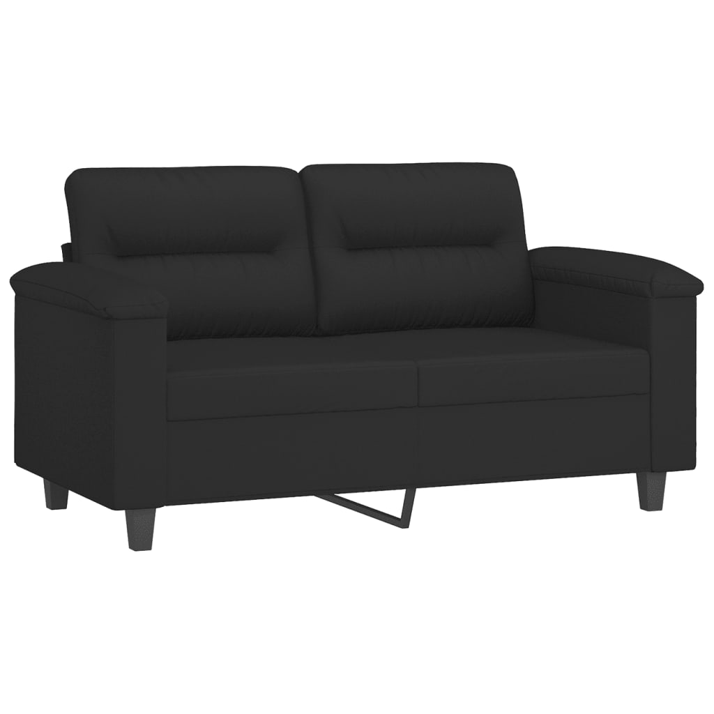 vidaXL 4-tlg. Sofagarnitur mit Kissen Schwarz Mikrofasergewebe