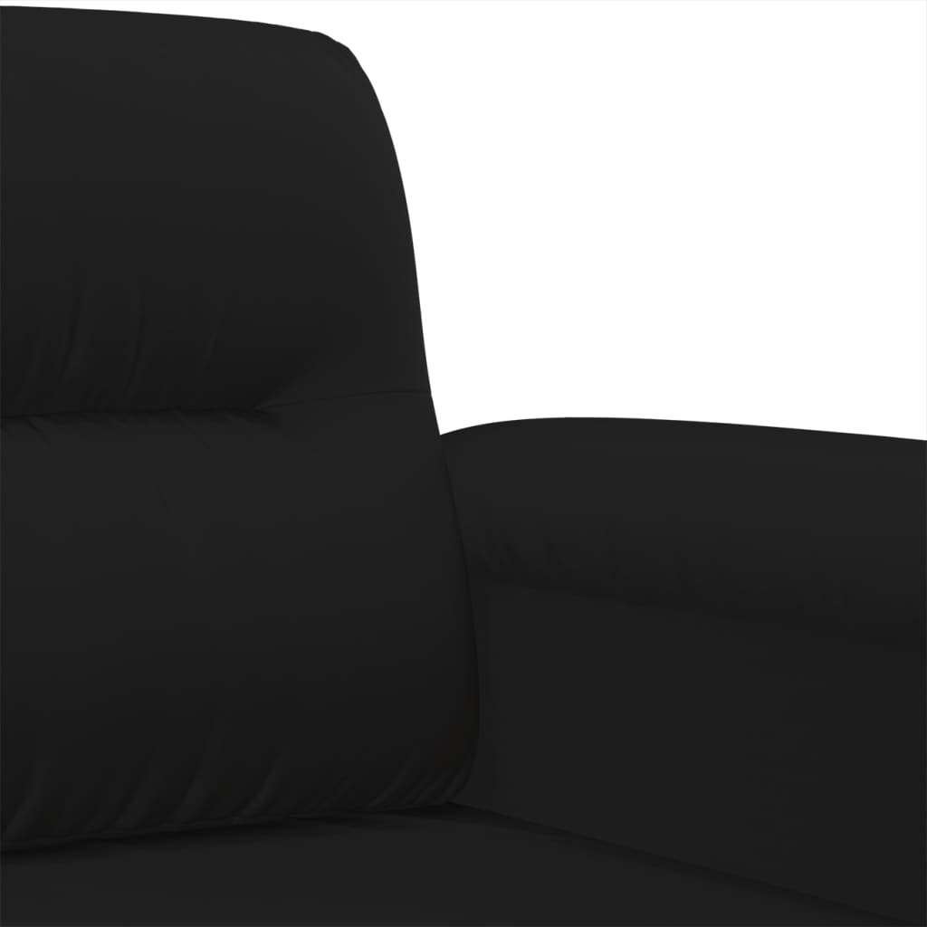 vidaXL 4-tlg. Sofagarnitur mit Kissen Schwarz Mikrofasergewebe