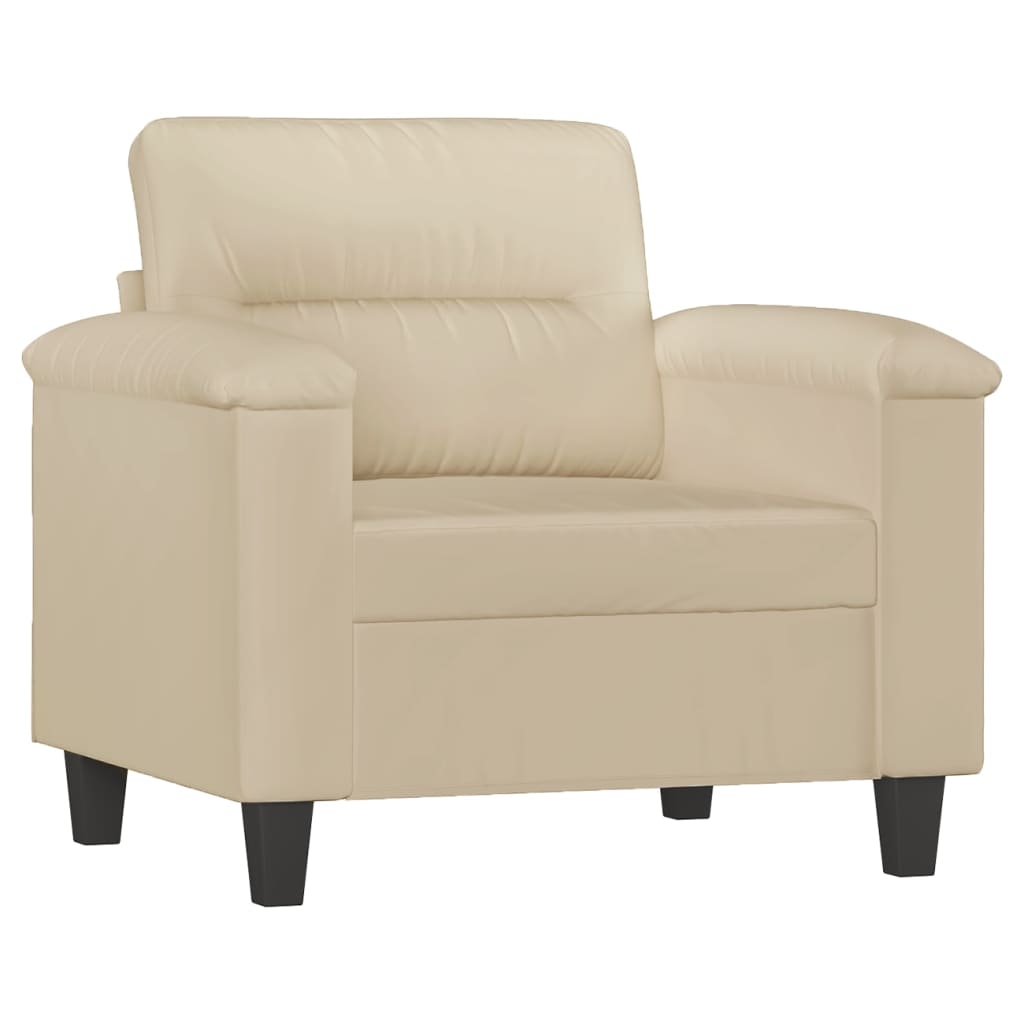 vidaXL 4-tlg. Sofagarnitur mit Kissen Creme Mikrofasergewebe
