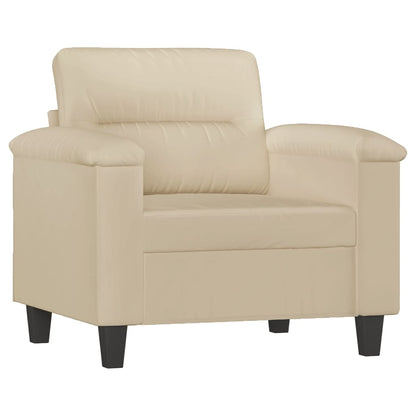 vidaXL 4-tlg. Sofagarnitur mit Kissen Creme Mikrofasergewebe