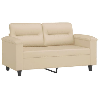 vidaXL 4-tlg. Sofagarnitur mit Kissen Creme Mikrofasergewebe