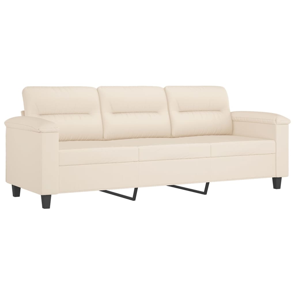 vidaXL Canapé d'angle avec coussins Tissu microfibre 4 pièces Beige