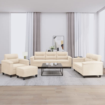 vidaXL Canapé d'angle avec coussins Tissu microfibre 4 pièces Beige