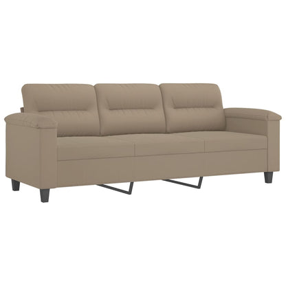 vidaXL 4-tlg. Sofagarnitur mit Kissen Taupe Mikrofasergewebe