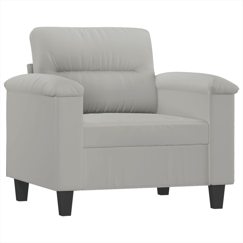 vidaXL Ensemble de canapés 4 places avec coussins Gris clair Tissu microfibre