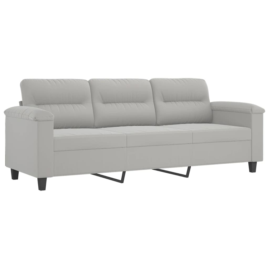 vidaXL Ensemble de canapés 4 places avec coussins Gris clair Tissu microfibre
