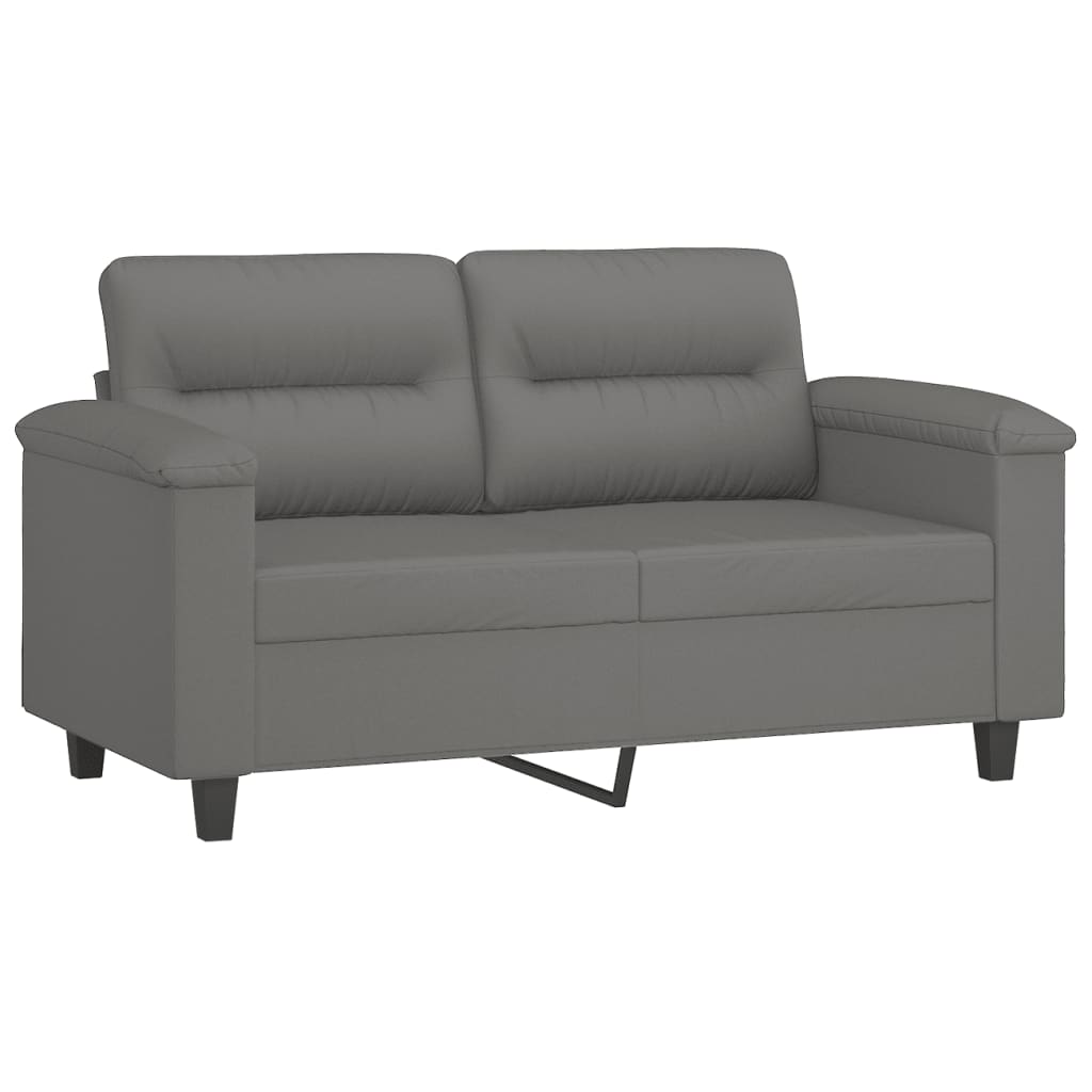 vidaXL 4-tlg. Sofagarnitur mit Kissen Dunkelgrau Mikrofasergewebe