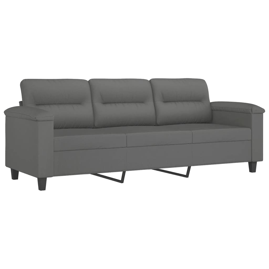 vidaXL 4-tlg. Sofagarnitur mit Kissen Dunkelgrau Mikrofasergewebe