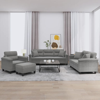 vidaXL 4-tlg. Sofagarnitur mit Kissen Dunkelgrau Mikrofasergewebe