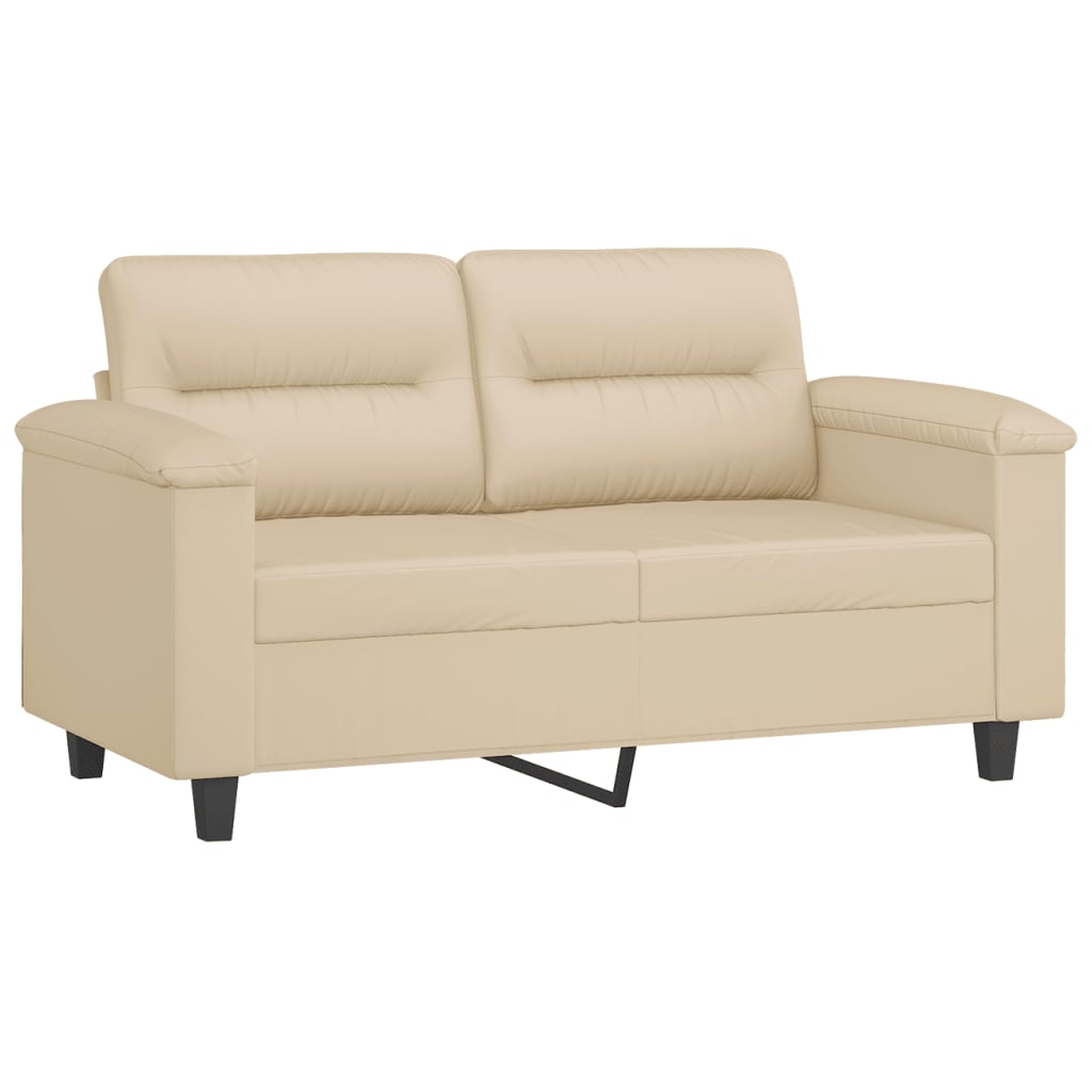 vidaXL 4-tlg. Sofagarnitur mit Kissen Creme Mikrofasergewebe