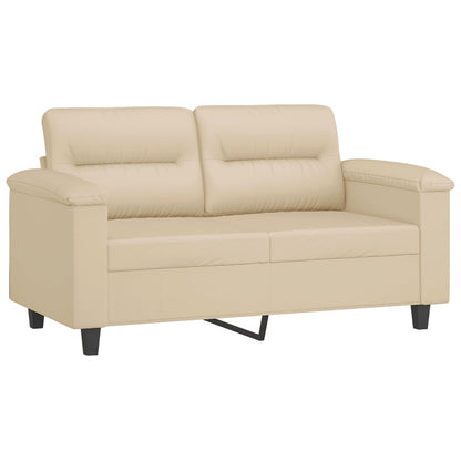 vidaXL 4-tlg. Sofagarnitur mit Kissen Creme Mikrofasergewebe