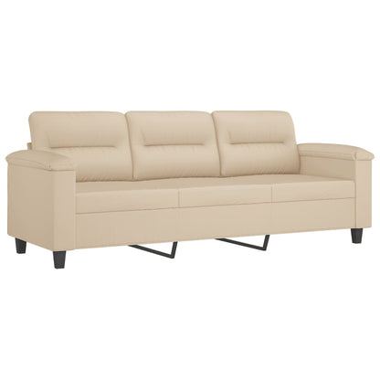 vidaXL 4-tlg. Sofagarnitur mit Kissen Creme Mikrofasergewebe