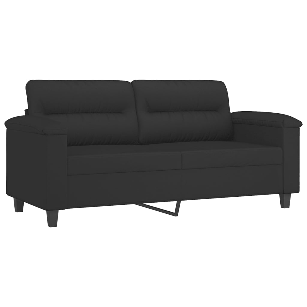 vidaXL 3-tlg. Sofagarnitur mit Kissen Schwarz Mikrofasergewebe